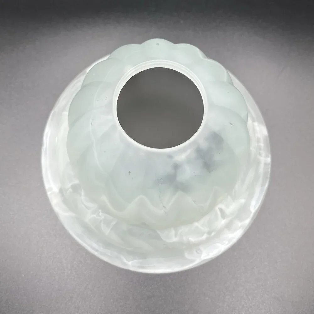 Vintage Swirled Opaline Glass Shade 1⅝” Fitter Mid Century Lamp Retro White